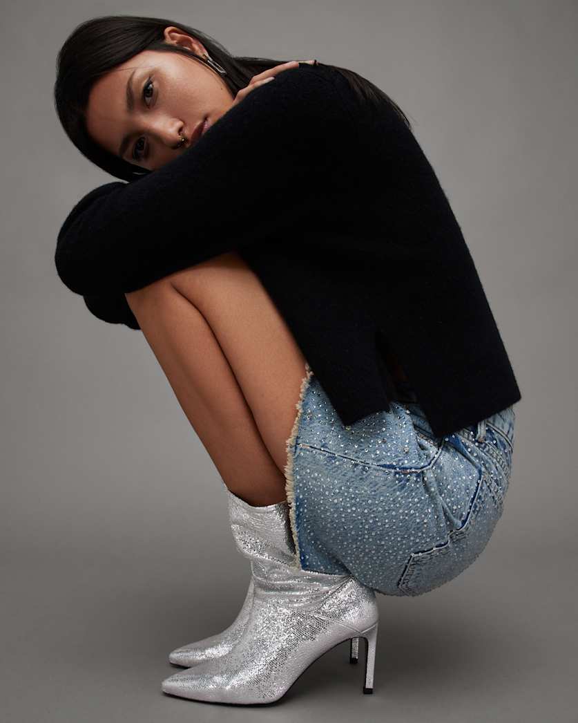 Orlana Heeled Shimmer Leather Boots