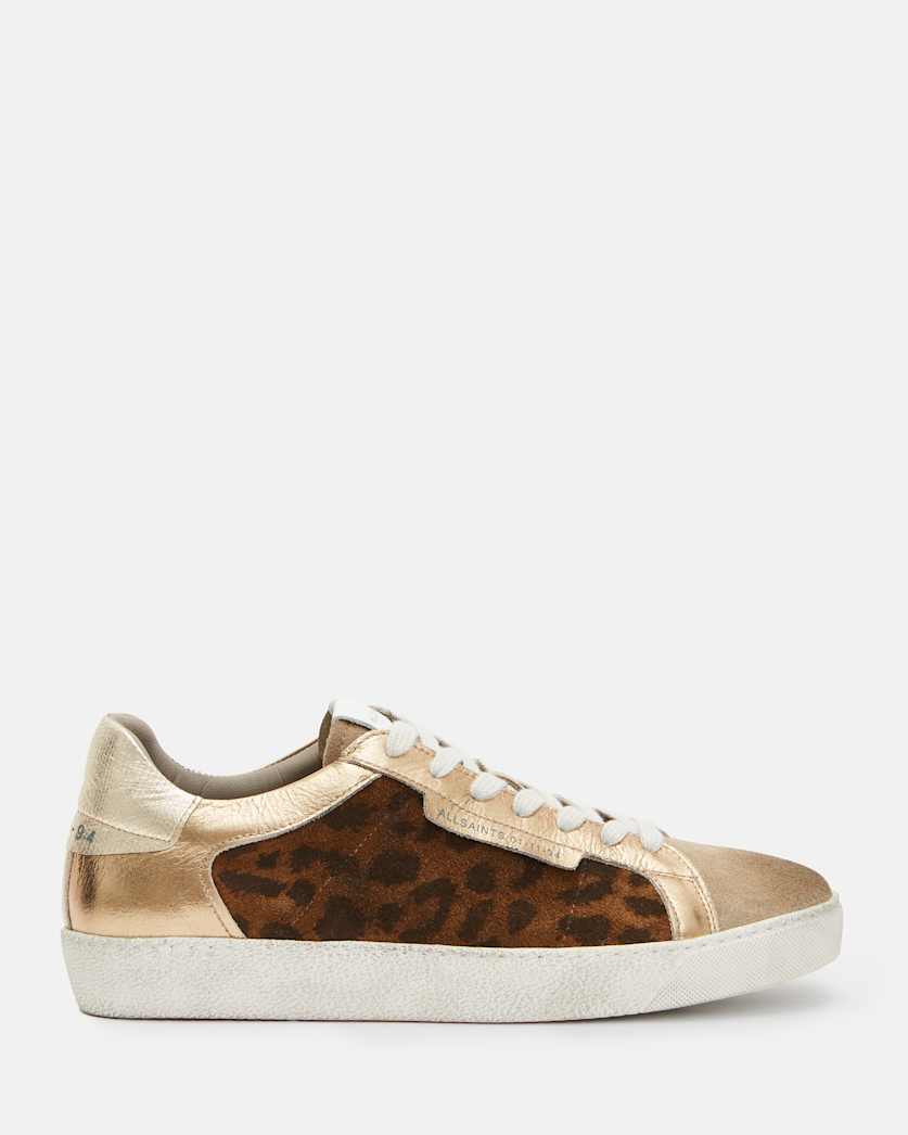 Sheer Leopard Print Leather Trainers