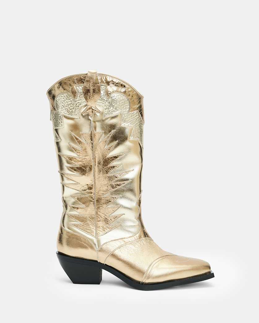 Dixie Metallic Leather Cowboy Boots