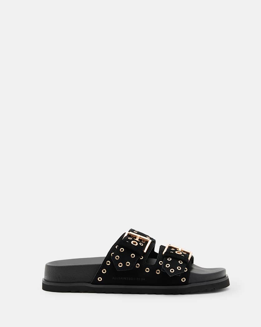 Khai Two Strap Suede Eyelet Sandals