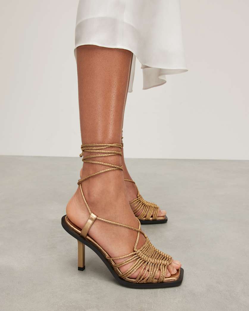 Dina Leather Rope Strappy Heeled Sandals
