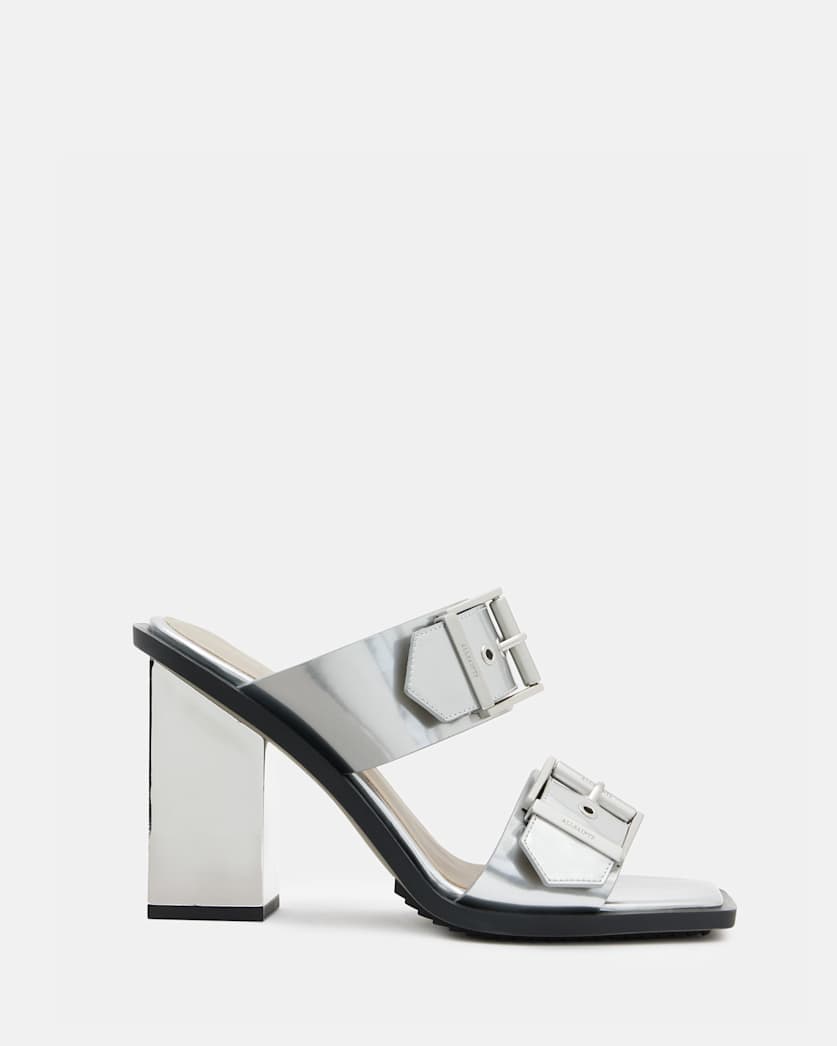 Camille Metallic Leather Block Heels