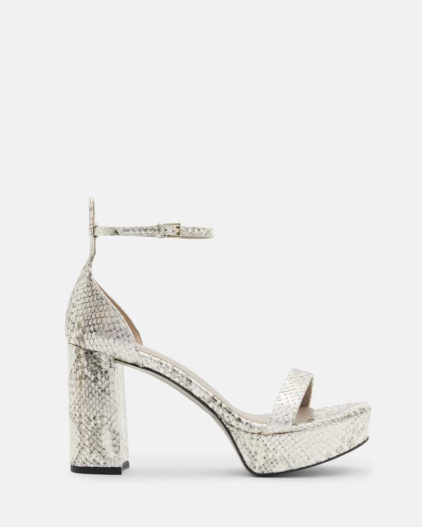 Zig Snake Leather Platform Heel Sandal