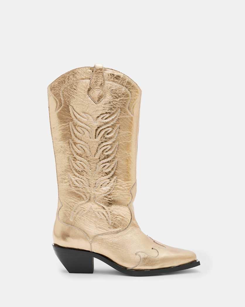 Dolly Metallic Leather Western Boots