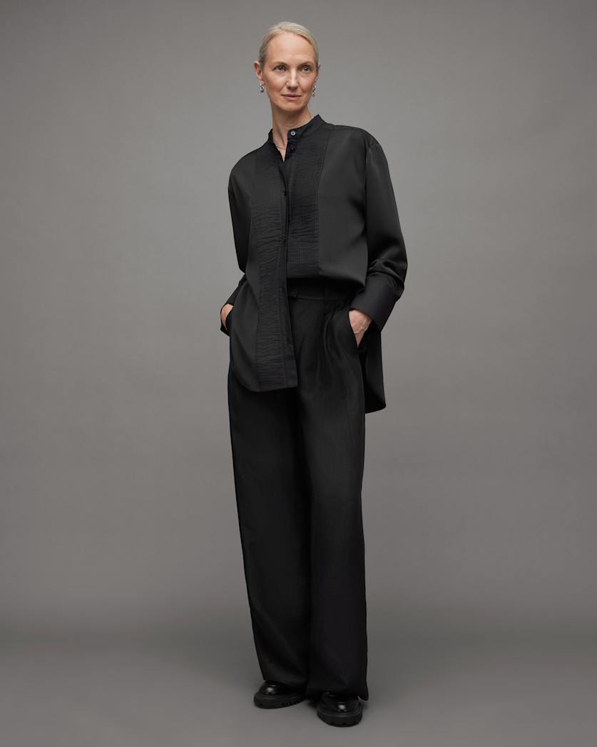 Mae Mandarin Collar Relaxed Fit Shirt