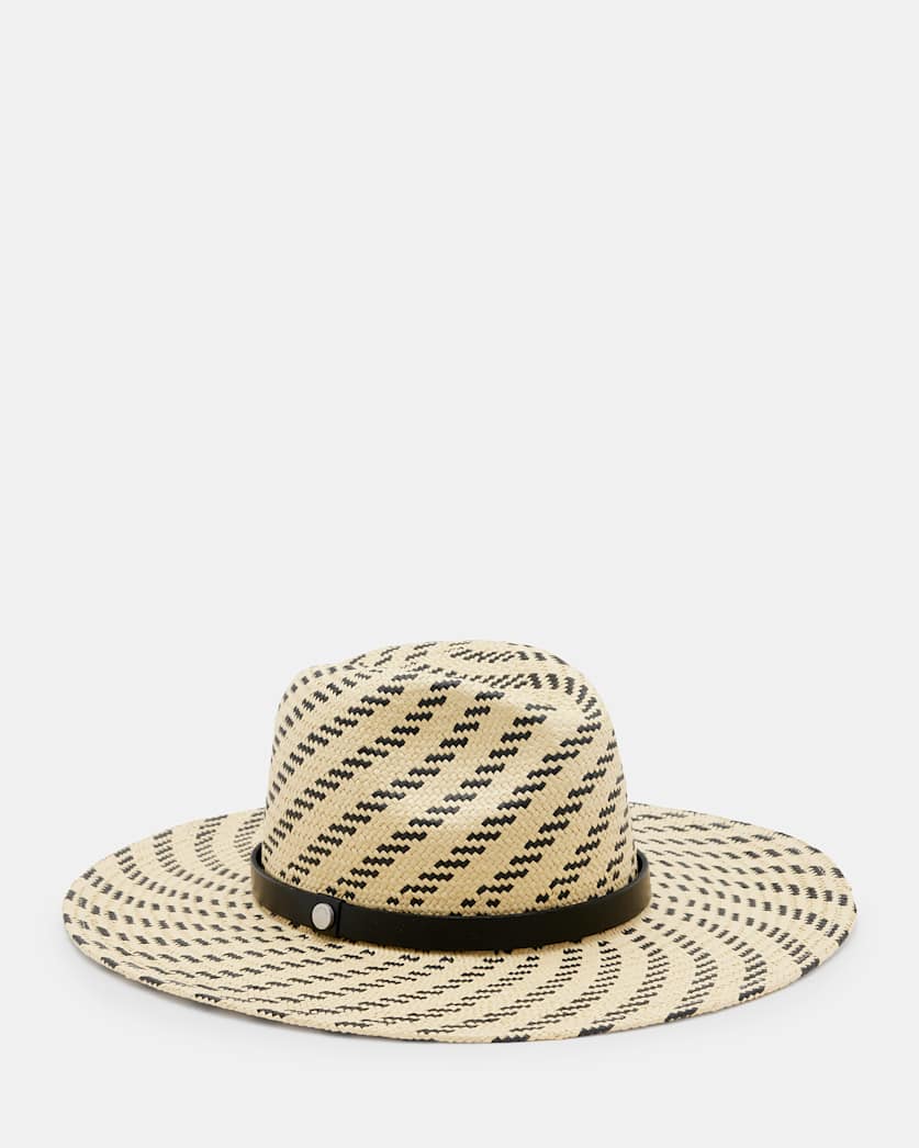 Candice Straw Two Tone Striped Fedora