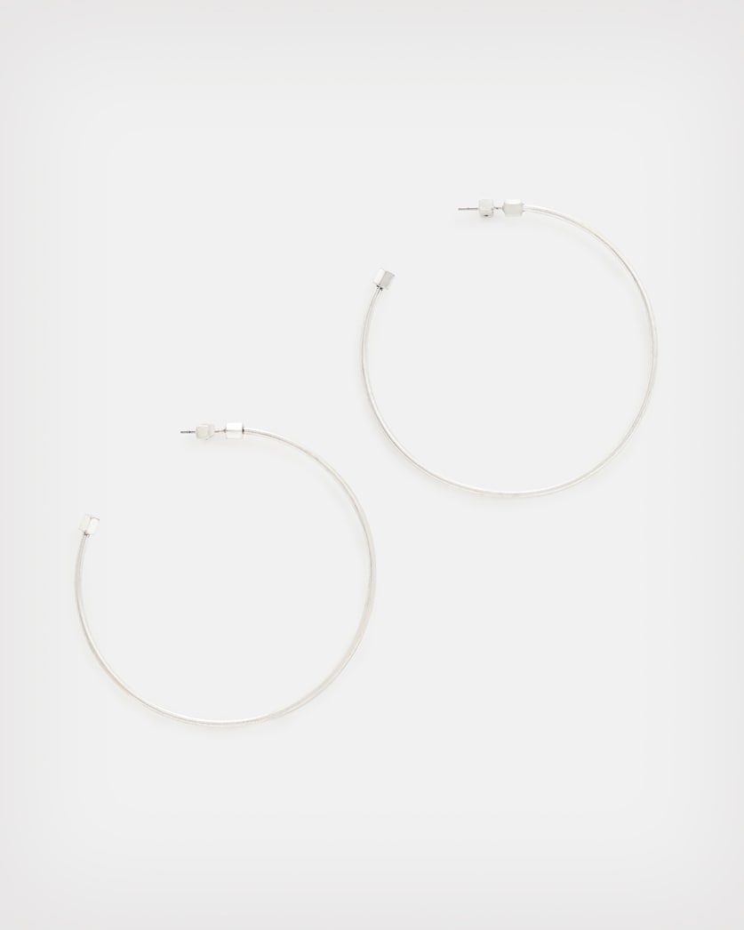Skinny Silver-Tone Hoop Earrings