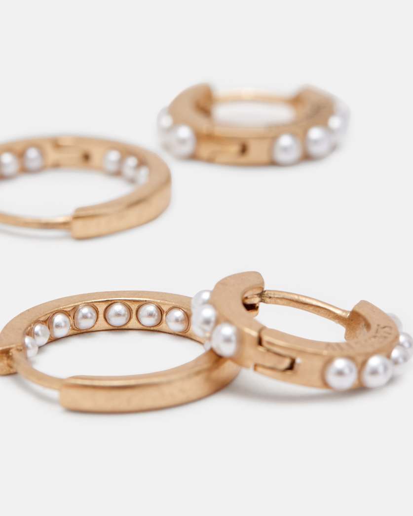 Pearl Beaded Hoop Earring Set