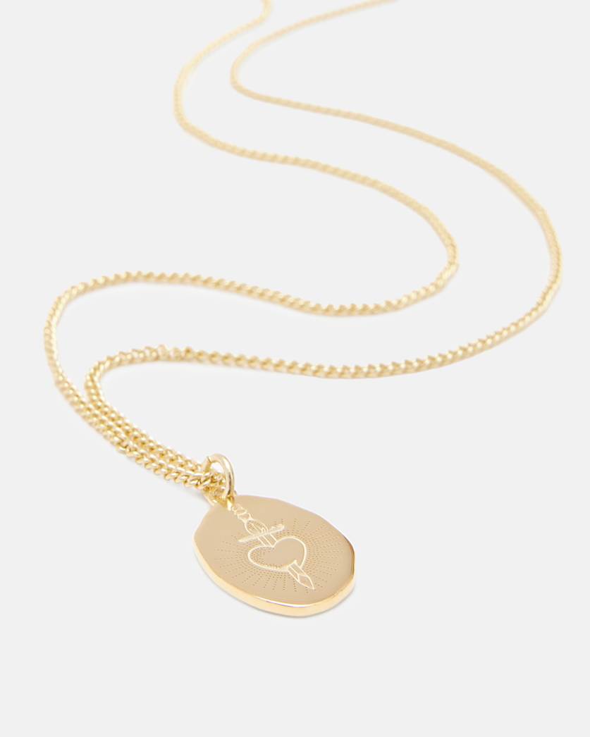 Engraved Gold-Tone Pendant Necklace