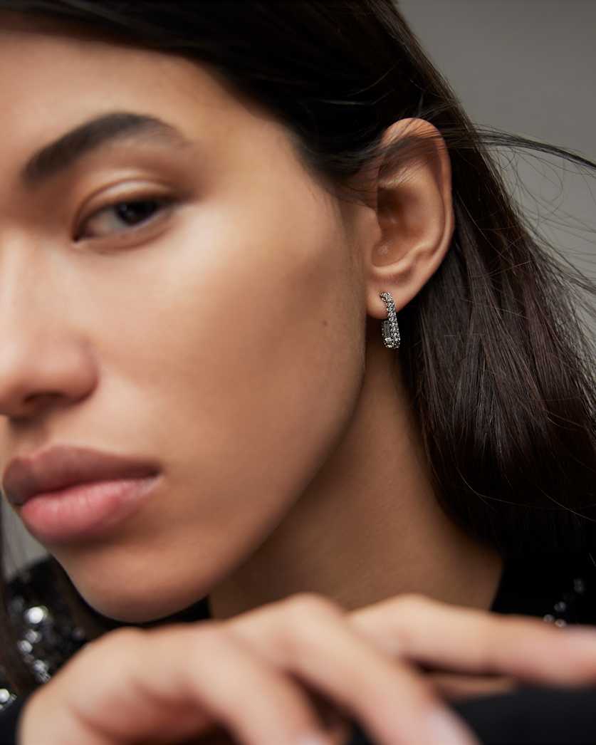 Dara Pave Silver-Tone Hoop Earrings