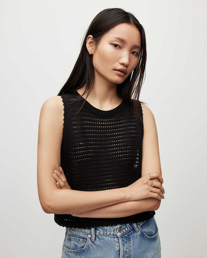 Mesh Crochet Cropped Tank Top