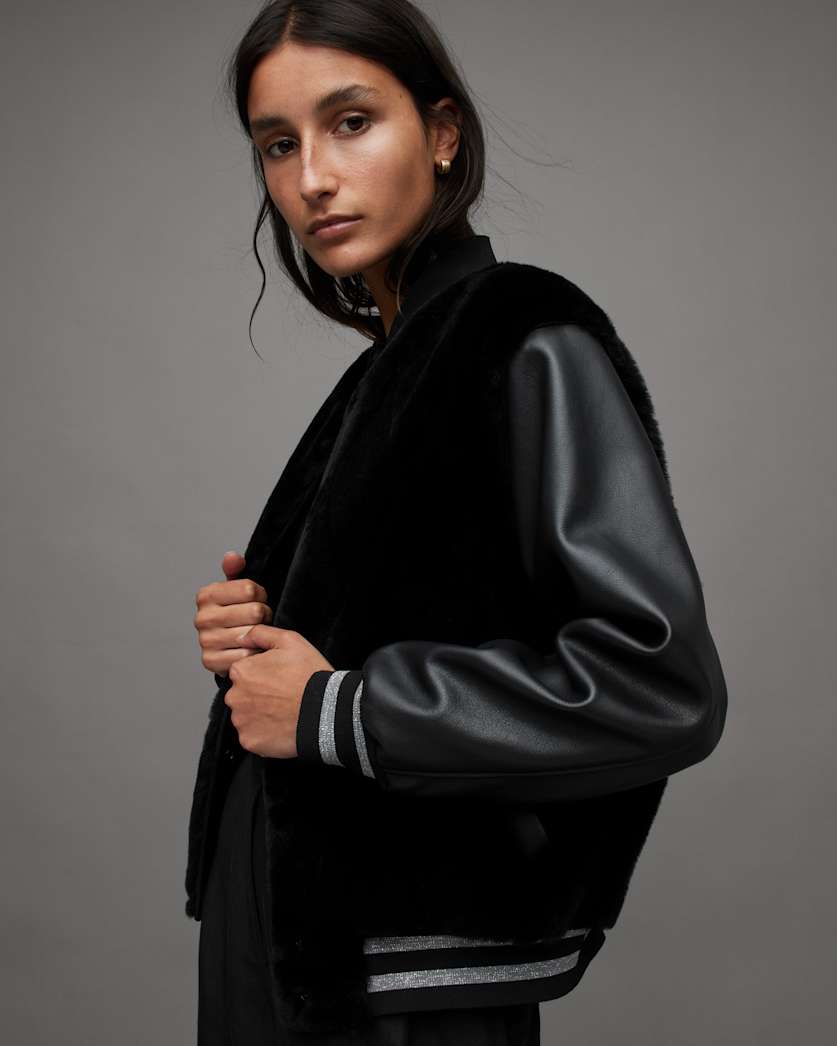Margot Shearling Baseball Jacket