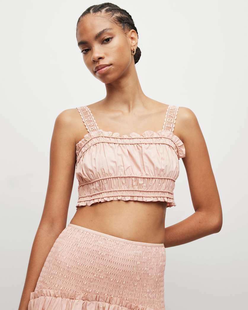 Alex Smock Embroidery Super Cropped Top