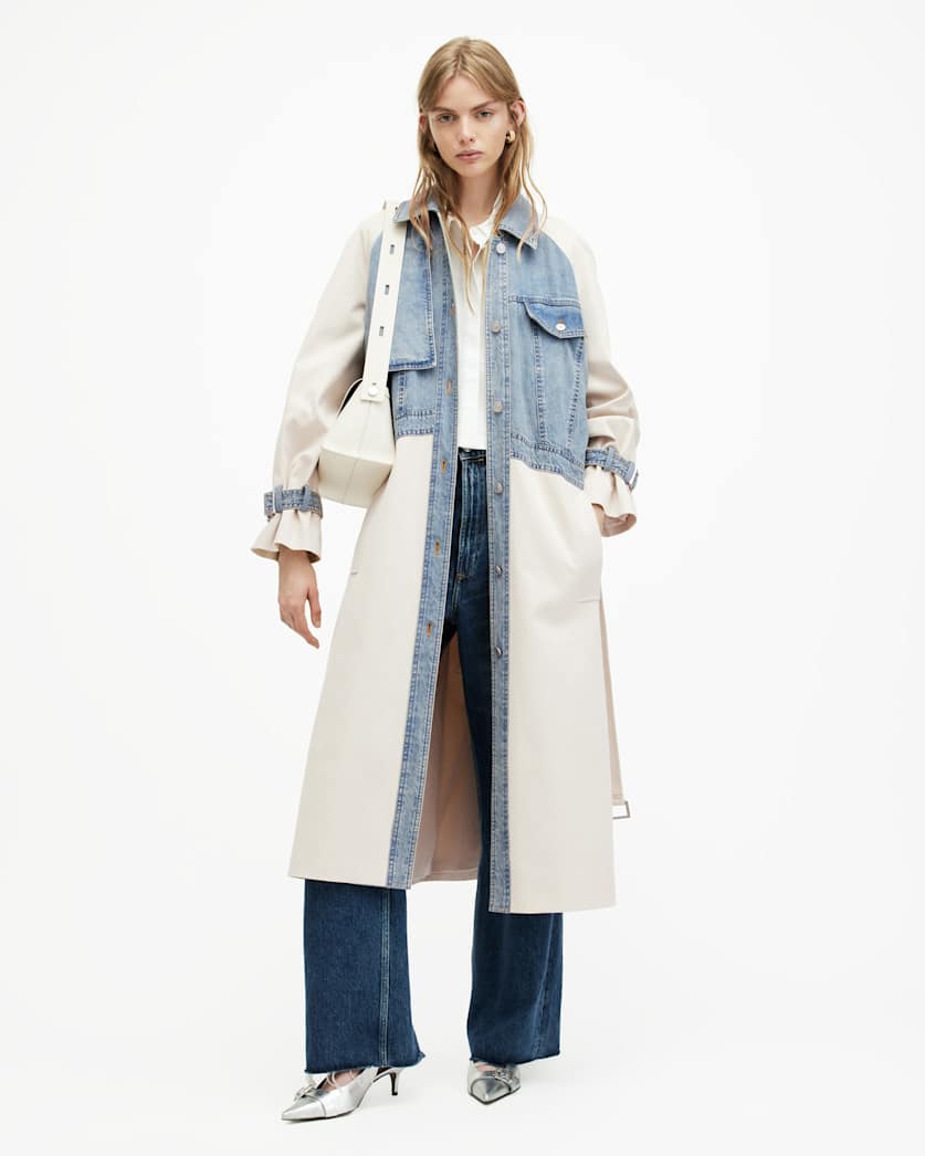 Dayly Denim Panelled Relaxed Trench Coat