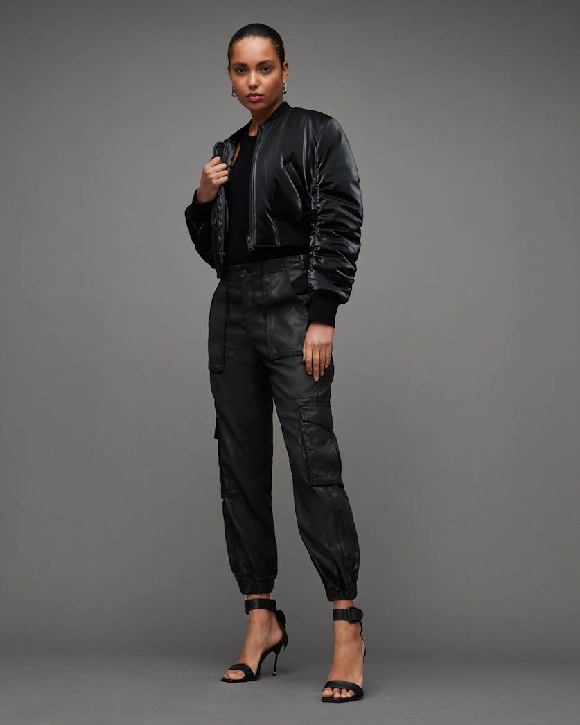 Frieda High-Rise Coated Cargo Trousers