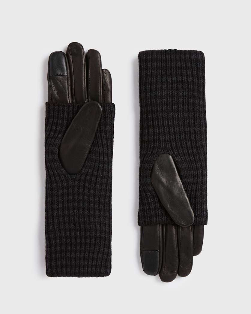 Stripe Cuff Leather Gloves