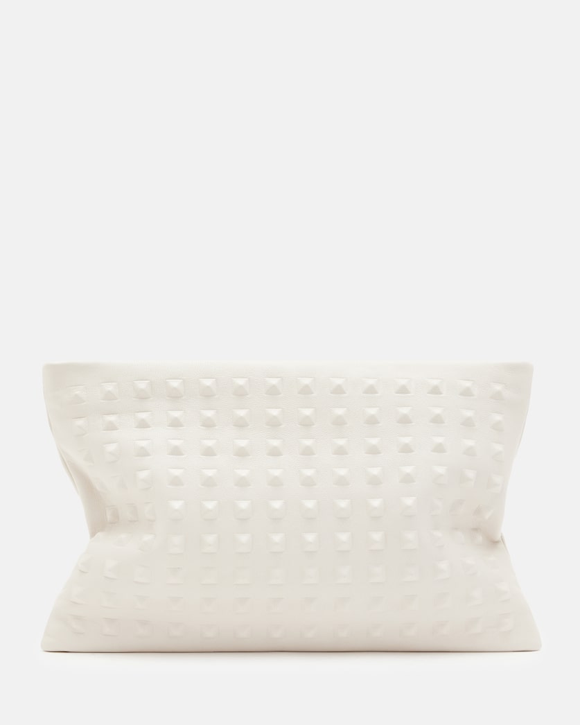 Bettina Leather Studded Clutch Bag