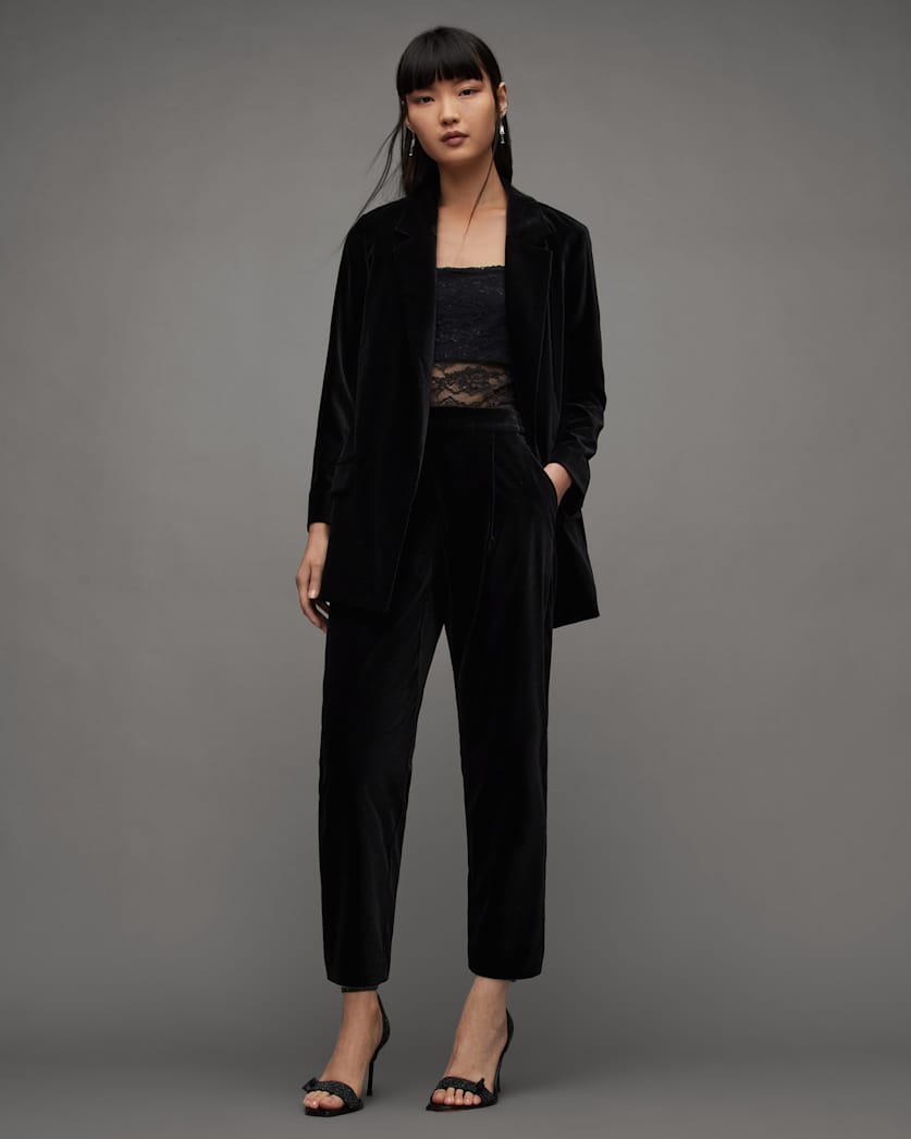 Aleida Mid-Rise Tapered Velvet Trousers