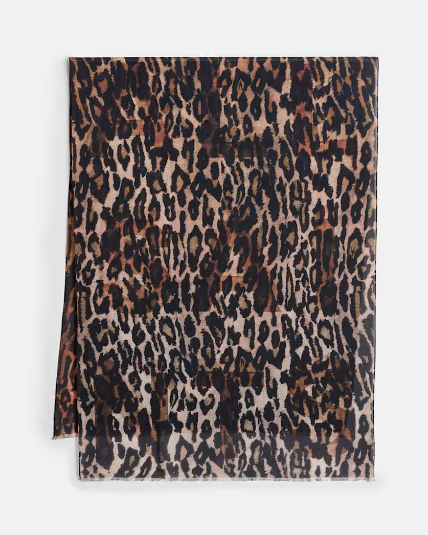 Anita Oblong Leopard Print Scarf