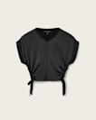 Mira Cropped Satin Drawcord T-Shirt