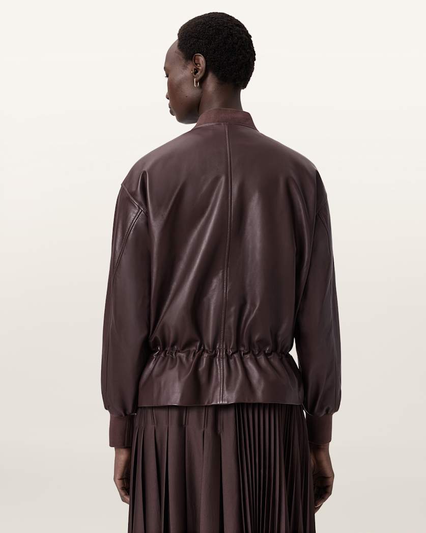 Sofi Drawstring Leather Bomber Jacket