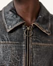 Alkan Zip Up Two Tone Leather Jacket