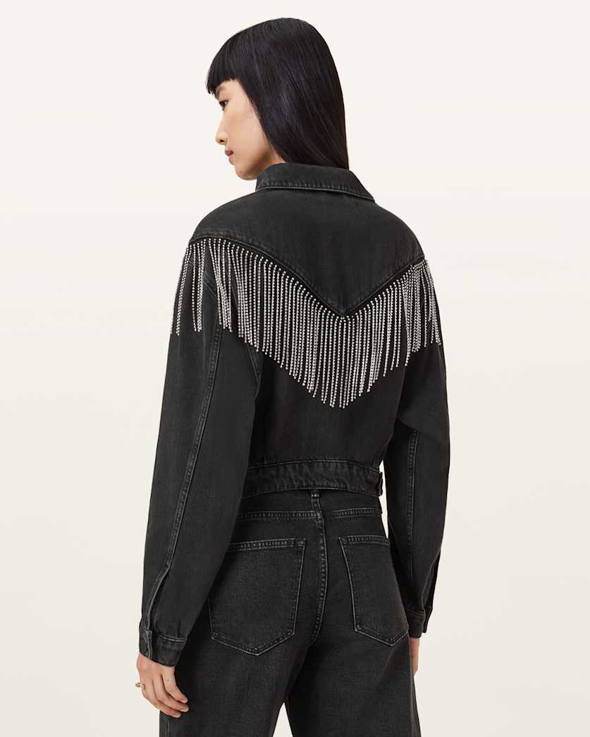 Marlene Embellished Fringe Denim Jacket