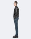 Alkan Zip Up Two Tone Leather Jacket