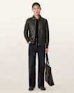 Alkan Zip Up Two Tone Leather Jacket