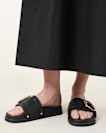 Ellie Studded Buckle Leather Sliders