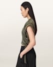 Mira Cropped Satin Drawcord T-Shirt