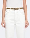 Romy Metal-Tipped Haircalf Leather Belt