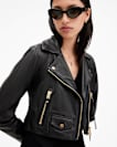 Elora Cropped Slim Leather Biker Jacket