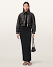Anouk Cropped Leather Bomber Jacket