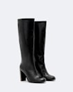 High pull on heeled boot