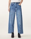 Fox Asymmetric Hem Wide Leg Denim Jeans