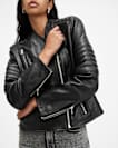 Cawley Funnel Neck Leather Biker Jacket