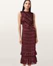 Nyla Sleeveless Shirred Midi Dress