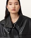 Clay Funnel Neck Leather Gilet