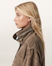 Clay Funnel Neck Suede Cropped Jacket