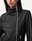 Ellis Leather Funnel Neck Biker Jacket