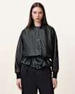 Sofi Drawstring Leather Bomber Jacket