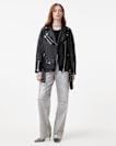 Billie Pearl Embellished Leather Biker Jacket
