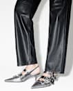 Grace Leather Chain Slingback Heels