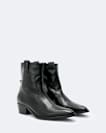 Leather zip up dress boot