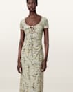 Gabby Floral Print Mesh Maxi Dress
