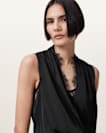 Abi Lace Trim Draped Midi Dress