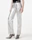 Saige Straight Fit Foiled Leather Trousers