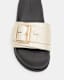Ellie Buckle Metallic Leather Sliders