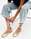 Alia Metallic Leather Ribbon Ballet Pumps